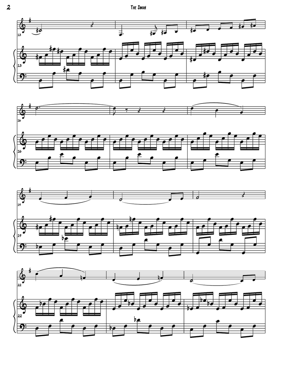 'The Swan' from Carnival of the Animals Piano scores gallery preview page 4