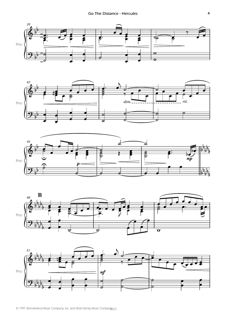 Go The Distance Go The Distance Piano scores gallery preview page 6