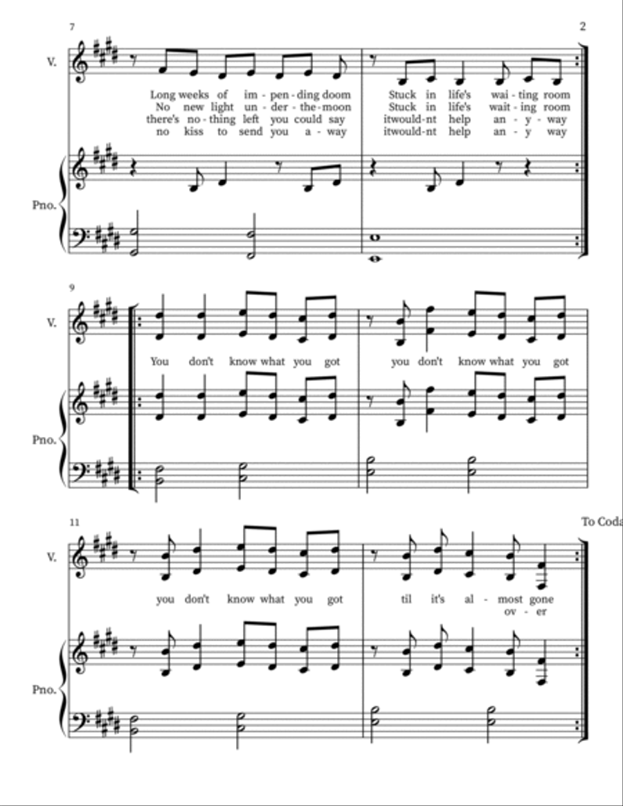 You Don't Know What You've Got Voice scores gallery preview page 2