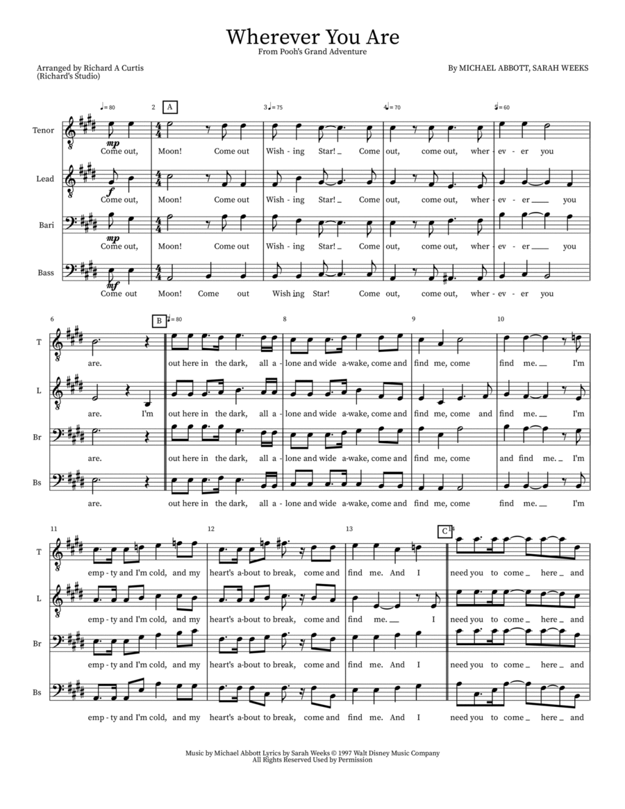Wherever You Are TTBB scores gallery preview page 1