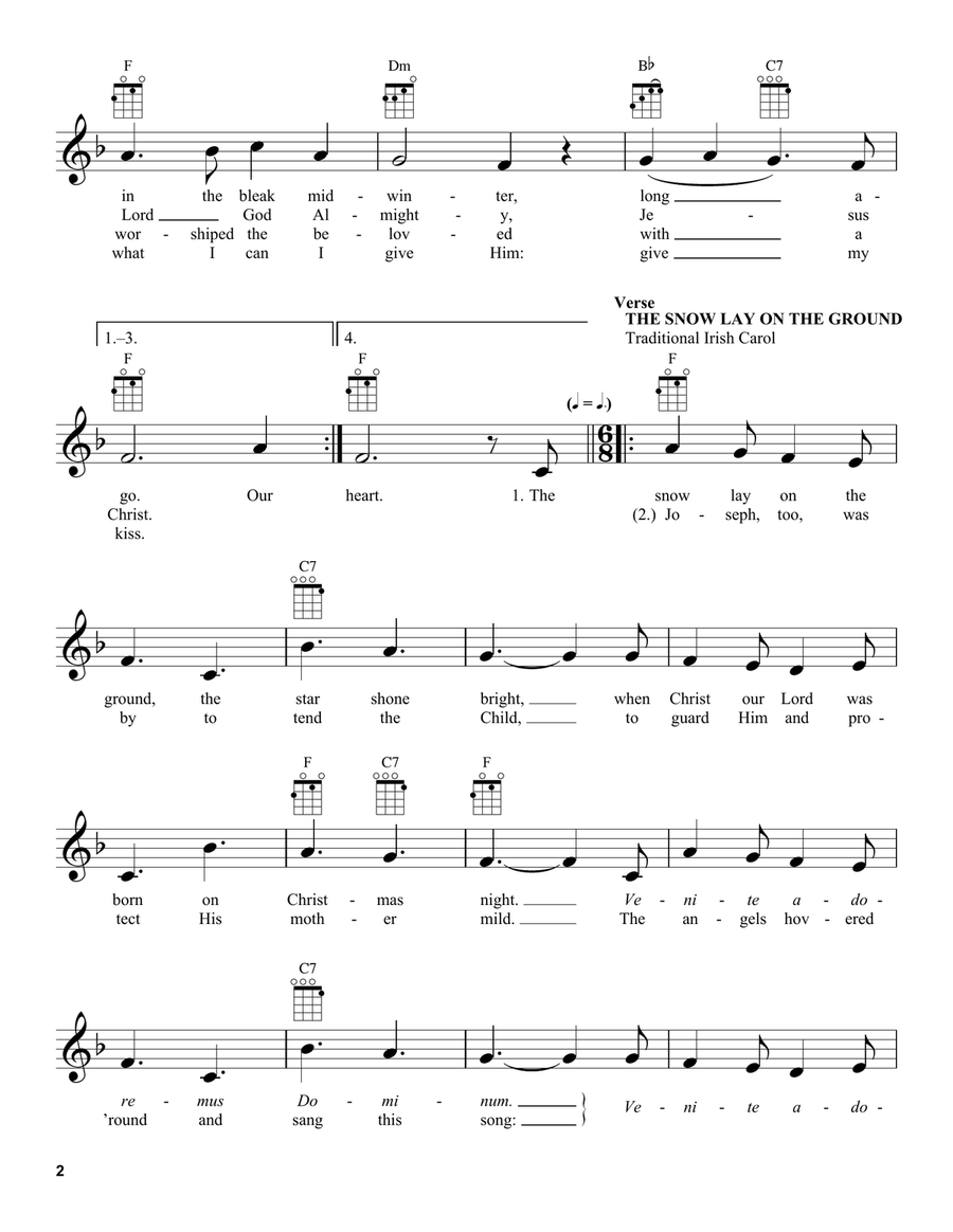 In The Bleak Midwinter/The Snow Lay On The Ground Ukulele scores gallery preview page 2