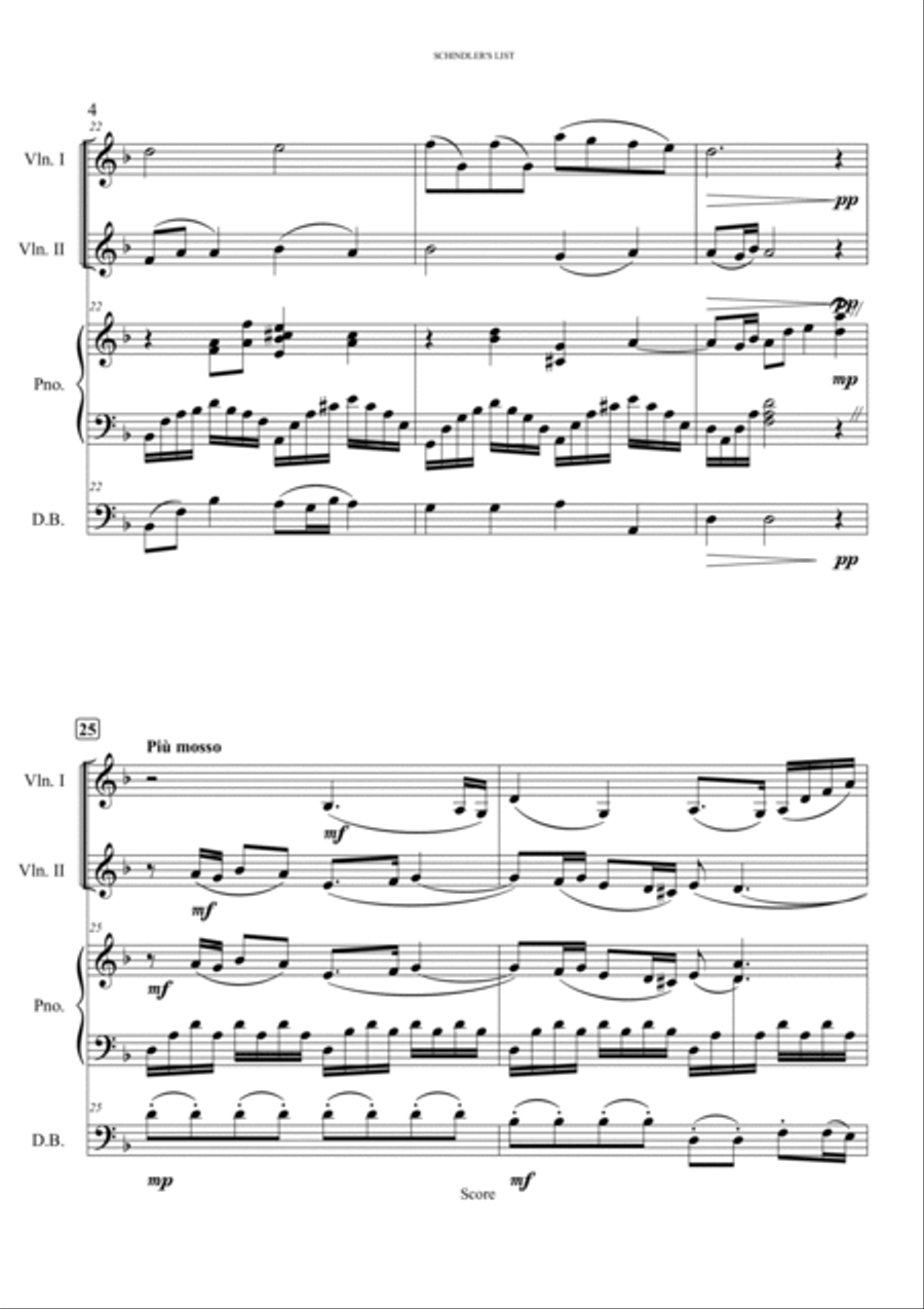 Schindler's list - Theme song from the movie Double Bass scores gallery preview page 4