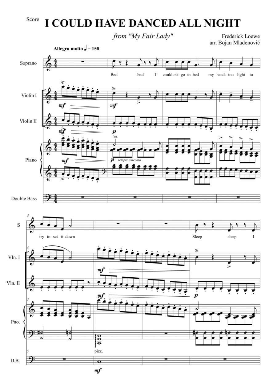 I could have danced all night - from My Fair Lady Double Bass scores gallery preview page 1