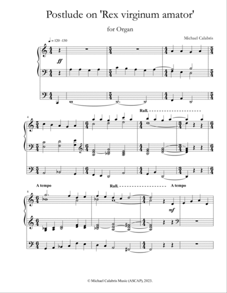 Postlude on 'Rex virginum amator' (for Organ) Organ Solo scores gallery preview page 2