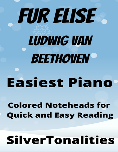 Fur Elise Easy Simplified Piano Sheet Music with Colored Notation