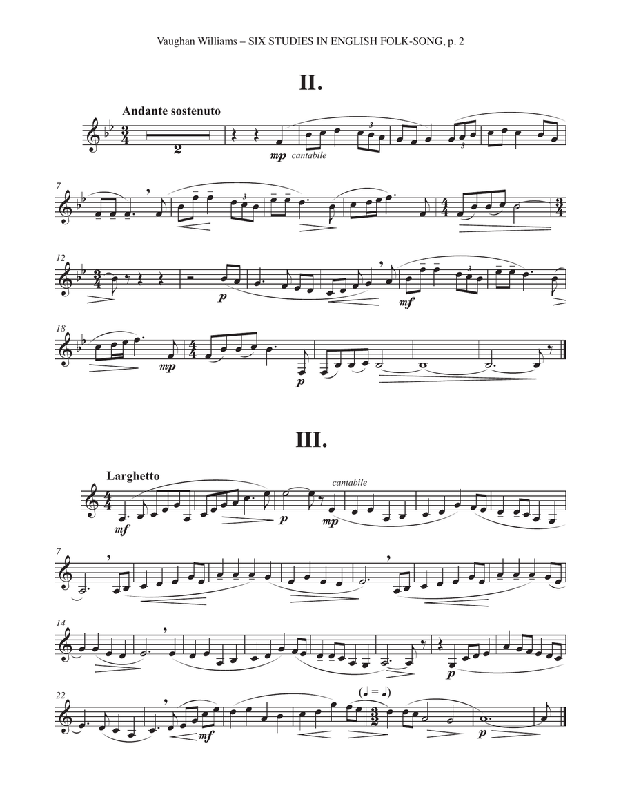 Six Studies in English Folksong for Horn and Piano Horn scores gallery preview page 2
