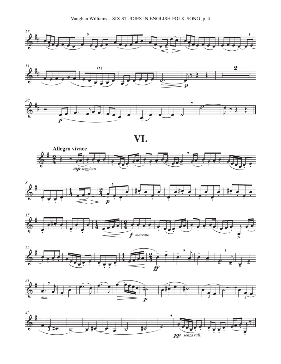 Six Studies in English Folksong for Horn and Piano Horn scores gallery preview page 4