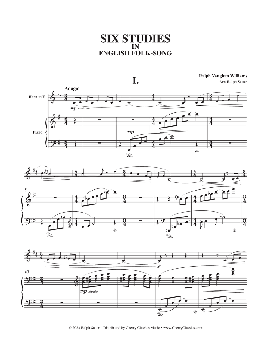 Six Studies in English Folksong for Horn and Piano Horn scores gallery preview page 5