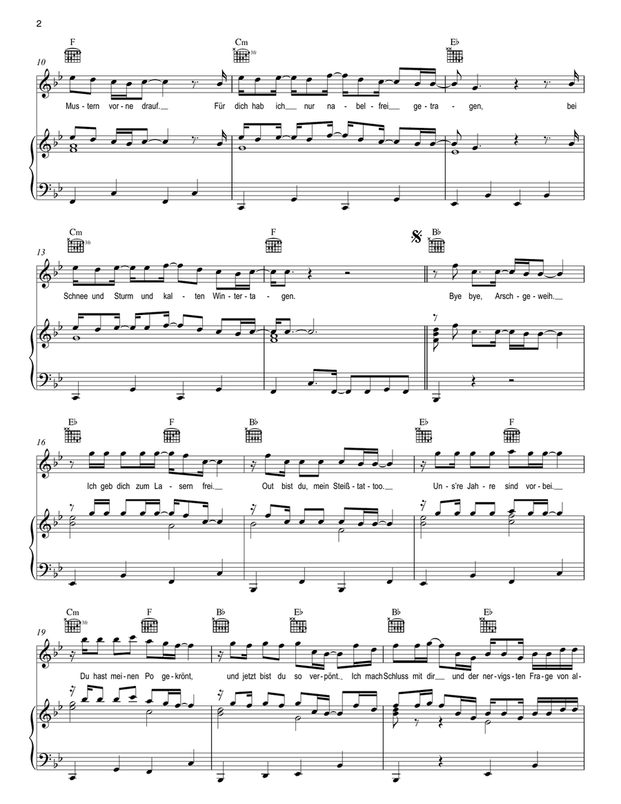 Bye Bye Arschgeweih Bye Bye Arschgeweih Piano, Vocal, Guitar scores gallery preview page 2