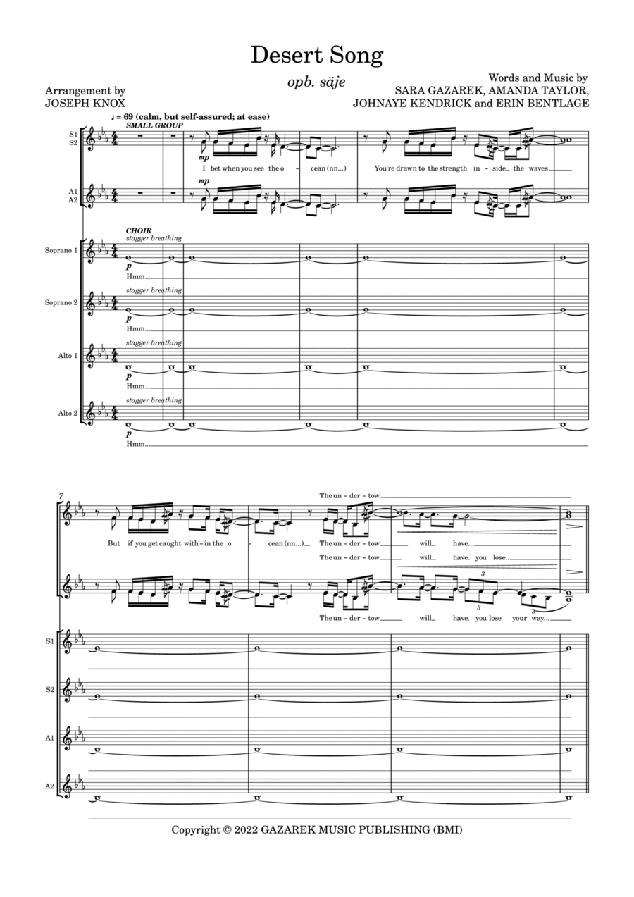 Desert Song (she's Calling) SSAA scores gallery preview page 1