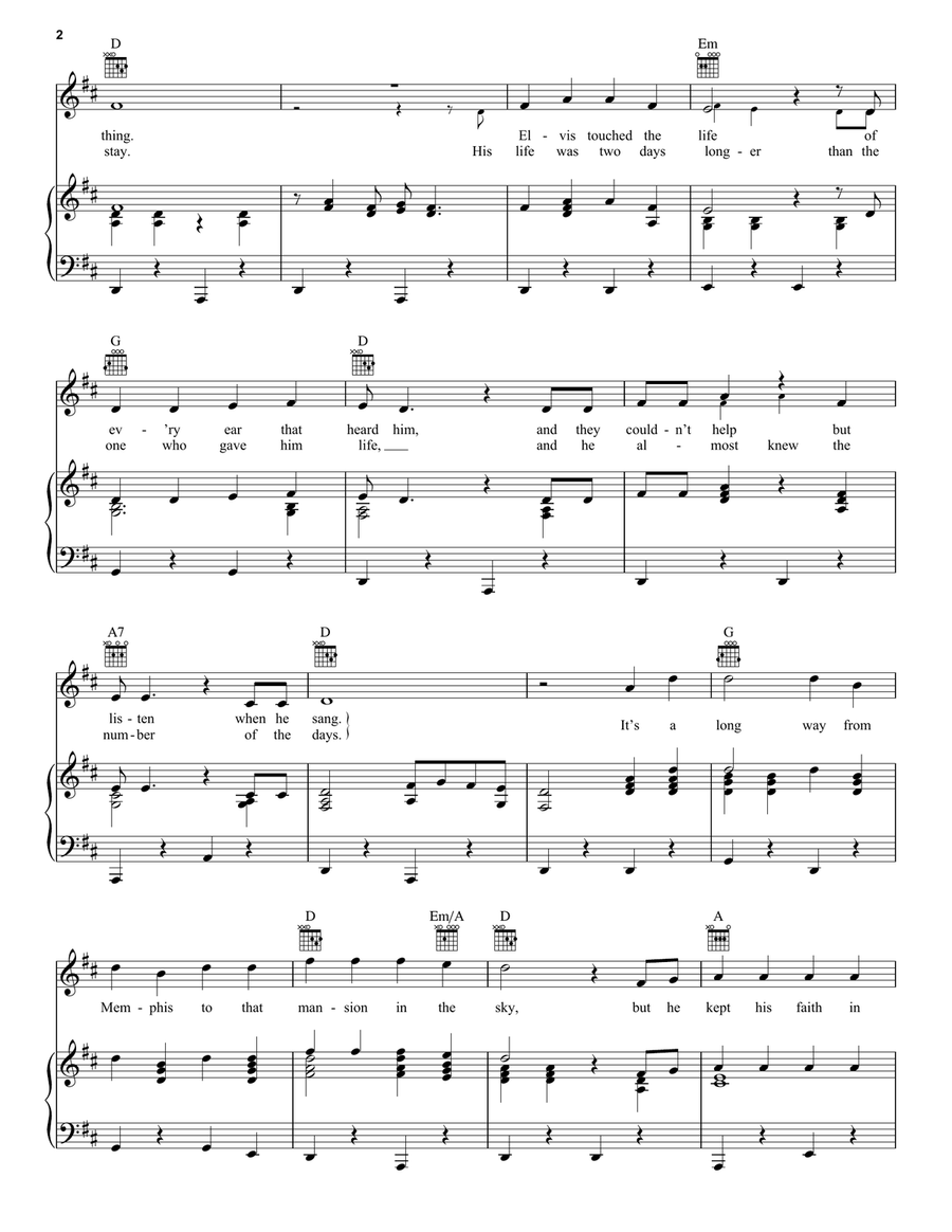 From Graceland To The Promised Land Piano, Vocal, Guitar scores gallery preview page 2