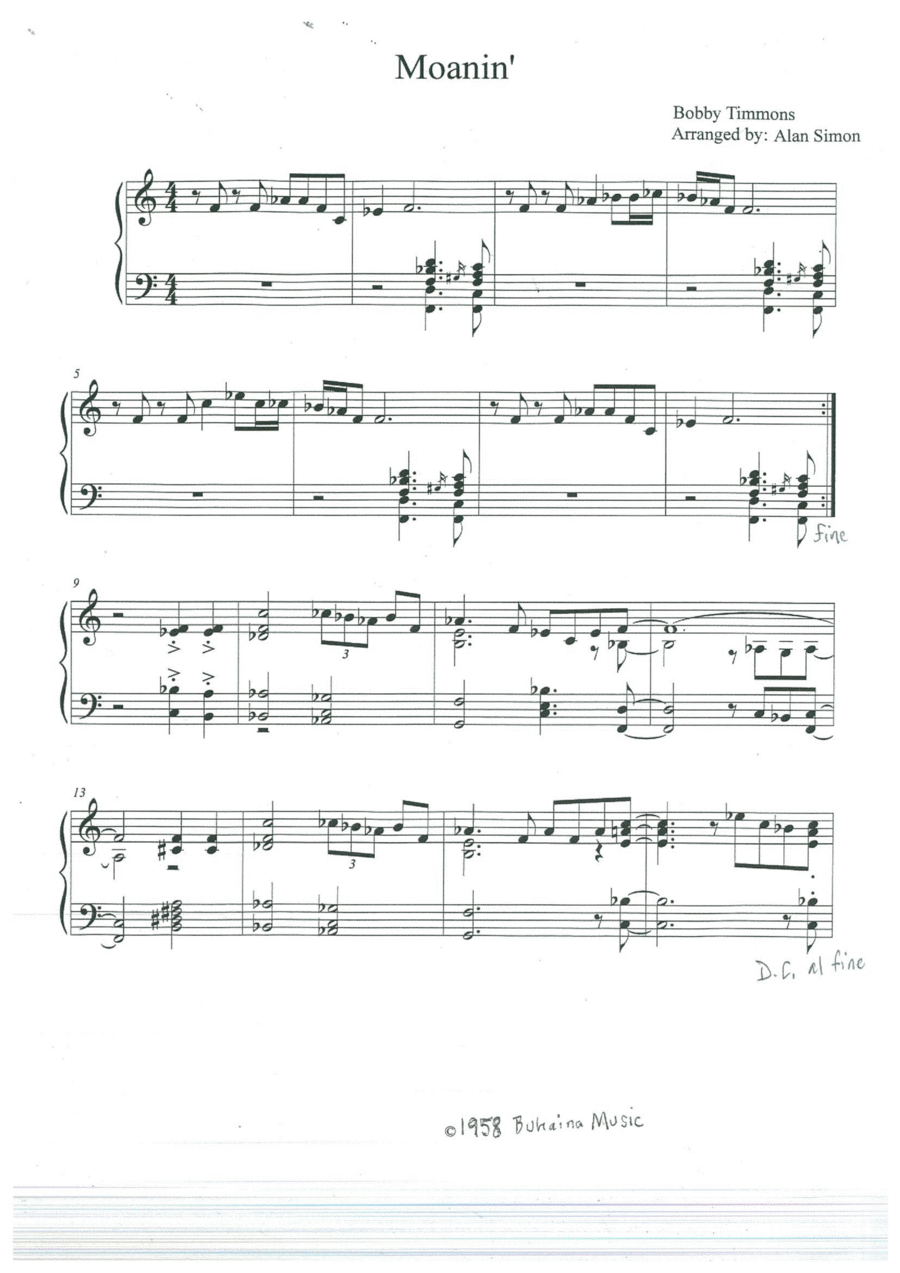 Moanin' Piano Solo scores gallery preview page 1