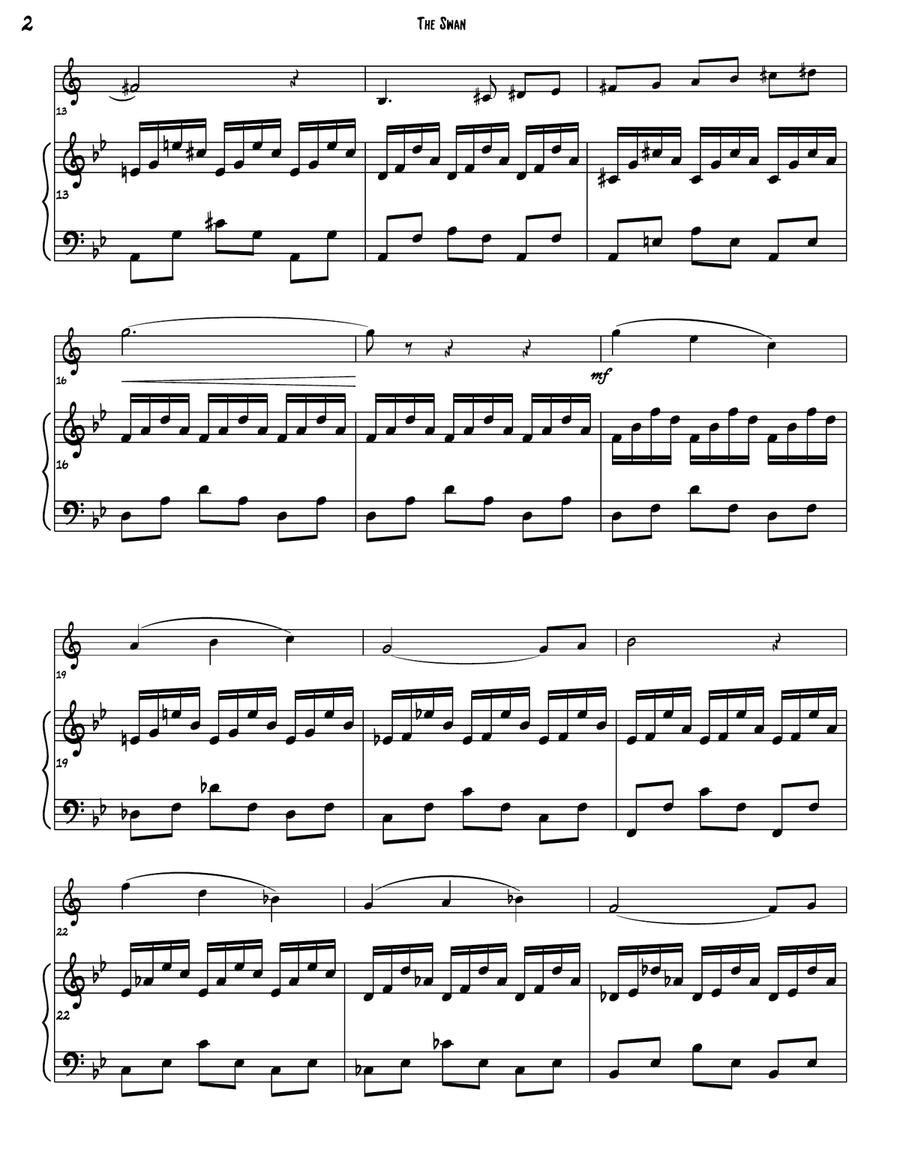 'The Swan' from Carnival of the Animals Clarinet Solo scores gallery preview page 4