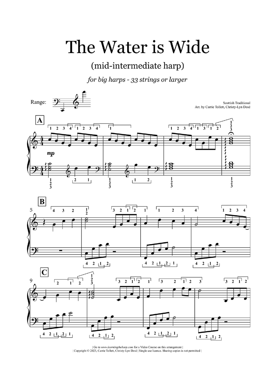 The Water Is Wide - Mid-Intermediate for Harp Celtic Harp scores gallery preview page 2