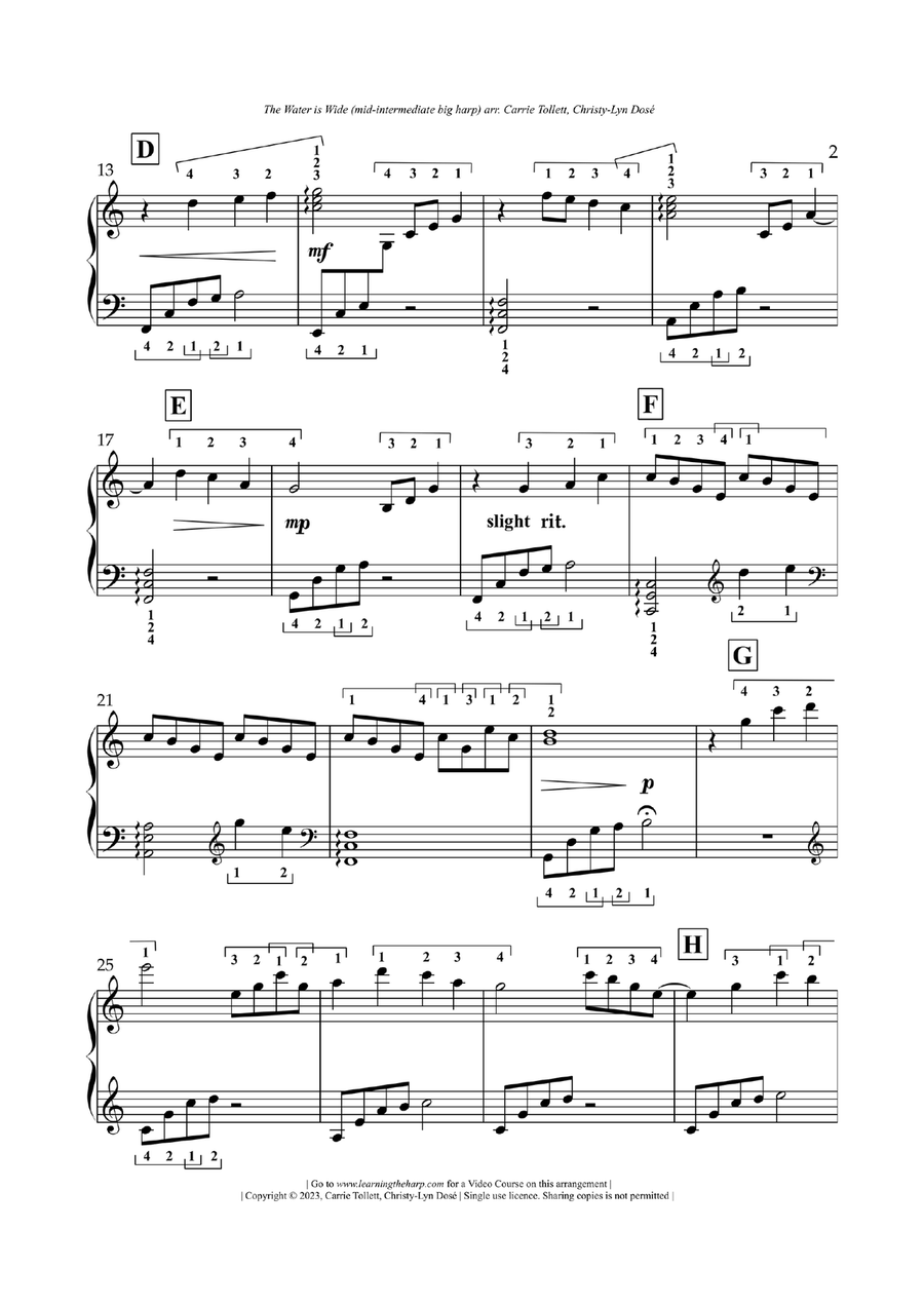 The Water Is Wide - Mid-Intermediate for Harp Celtic Harp scores gallery preview page 3