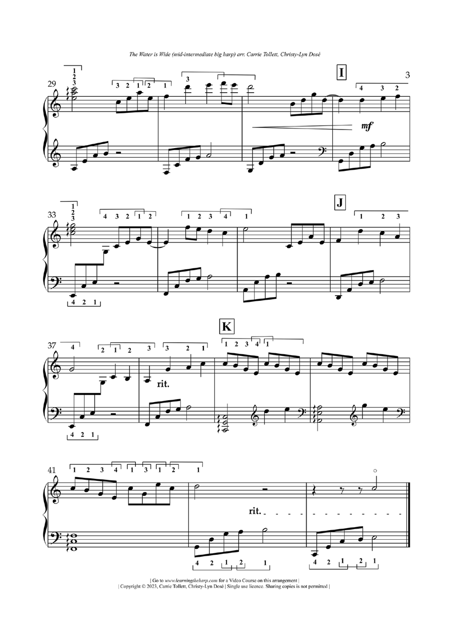 The Water Is Wide - Mid-Intermediate for Harp Celtic Harp scores gallery preview page 4