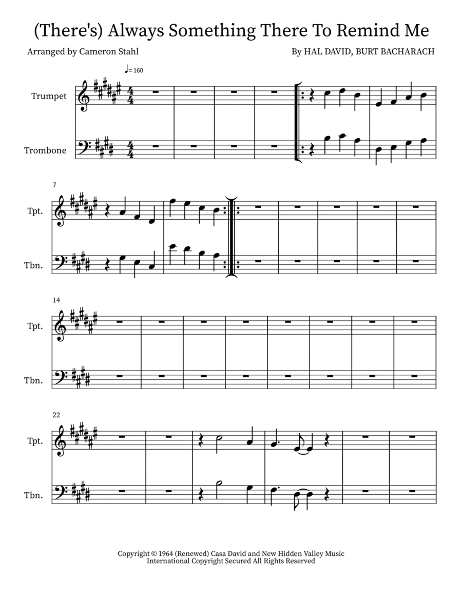 (There's) Always Something There To Remind Me Trumpet Solo scores gallery preview page 1