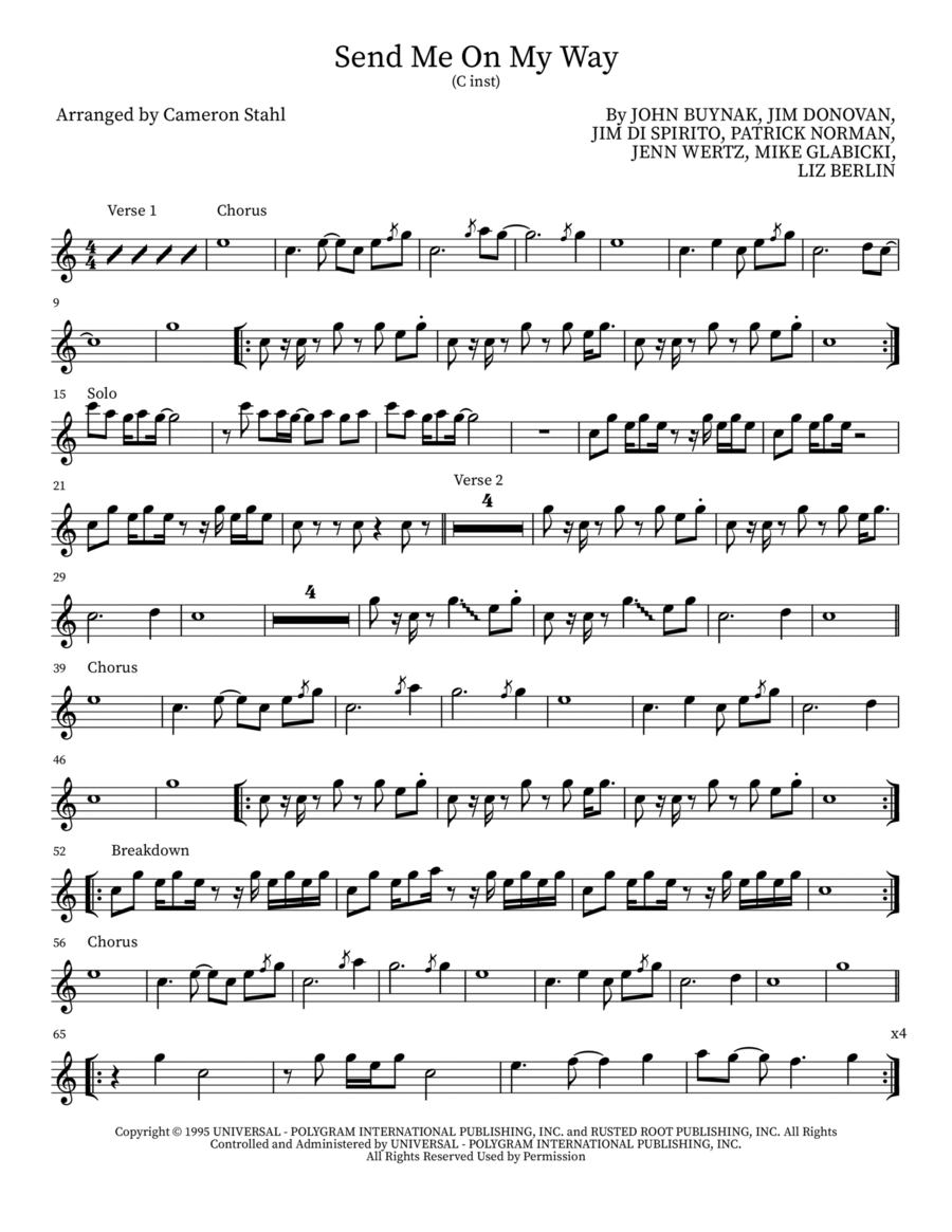 Send Me On My Way Flute Solo scores gallery preview page 1