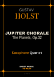 Jupiter Chorale from The Planets - Sax Quartet (Full Score and Parts) mini preview