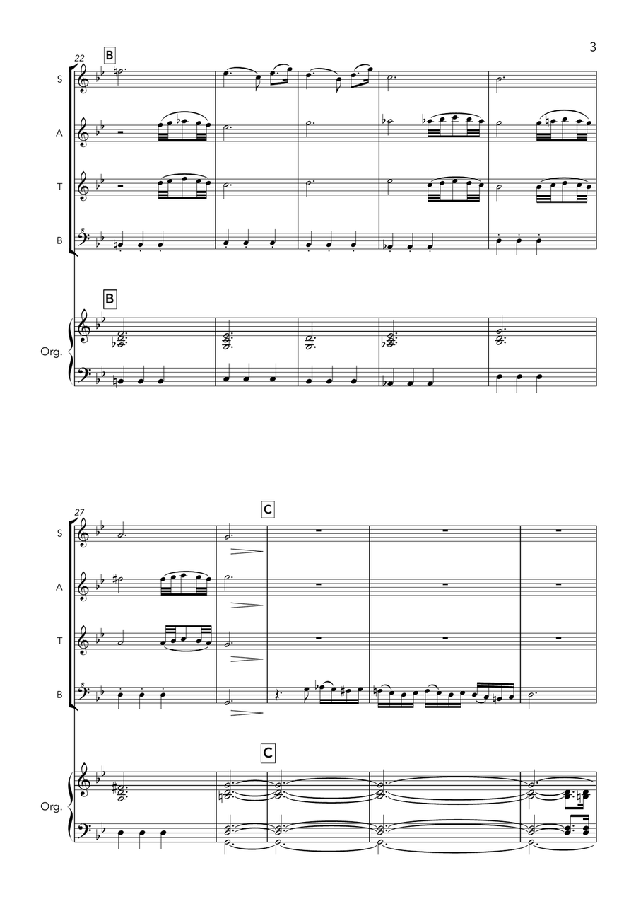 Albinoni / Giazotto - Adagio in G Minor - for Recorder Quartet and Organ Soprano Recorder scores gallery preview page 3