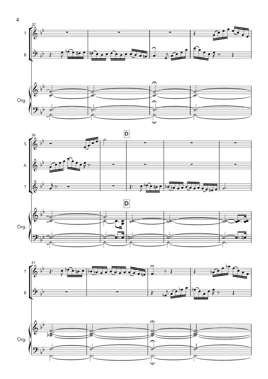 Albinoni / Giazotto - Adagio in G Minor - for Recorder Quartet and Organ Soprano Recorder scores gallery preview page 4