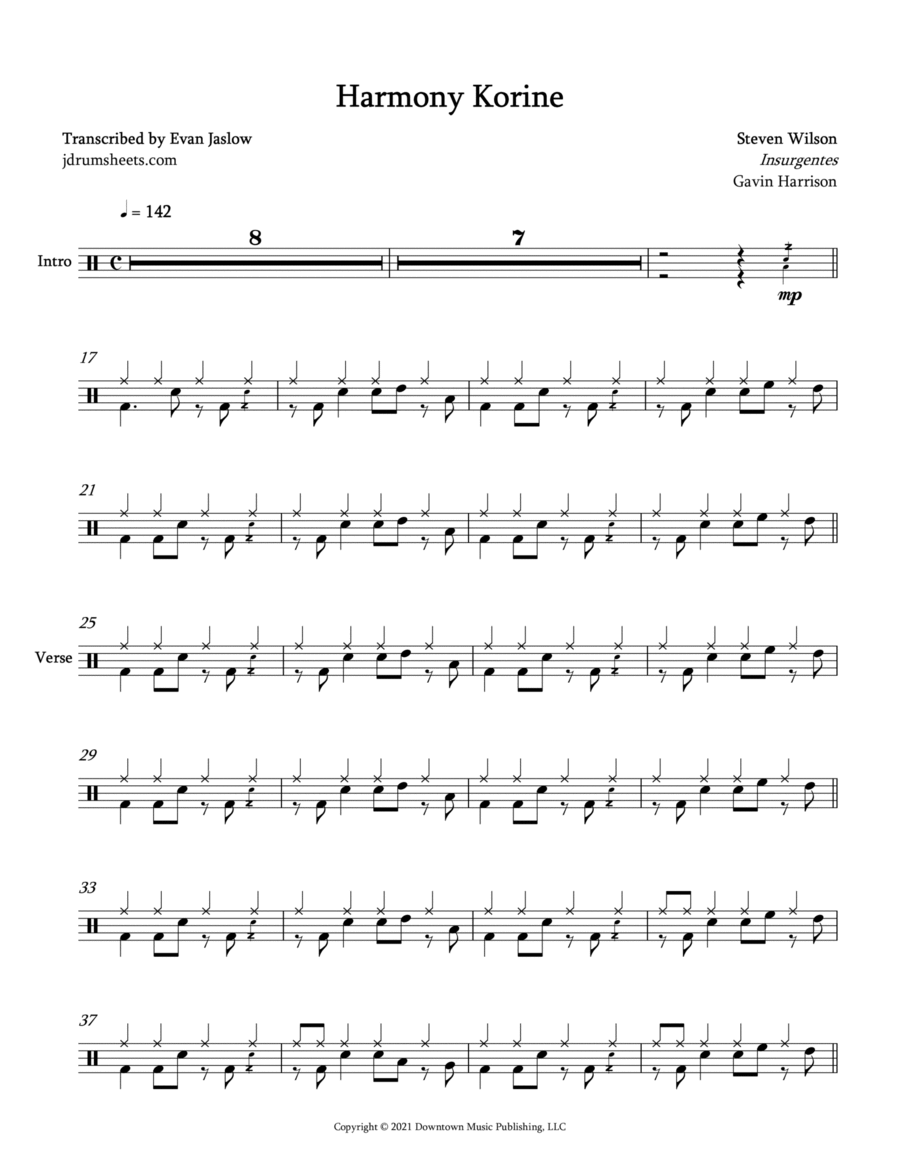 Harmony Korine Drum Set scores gallery preview page 1