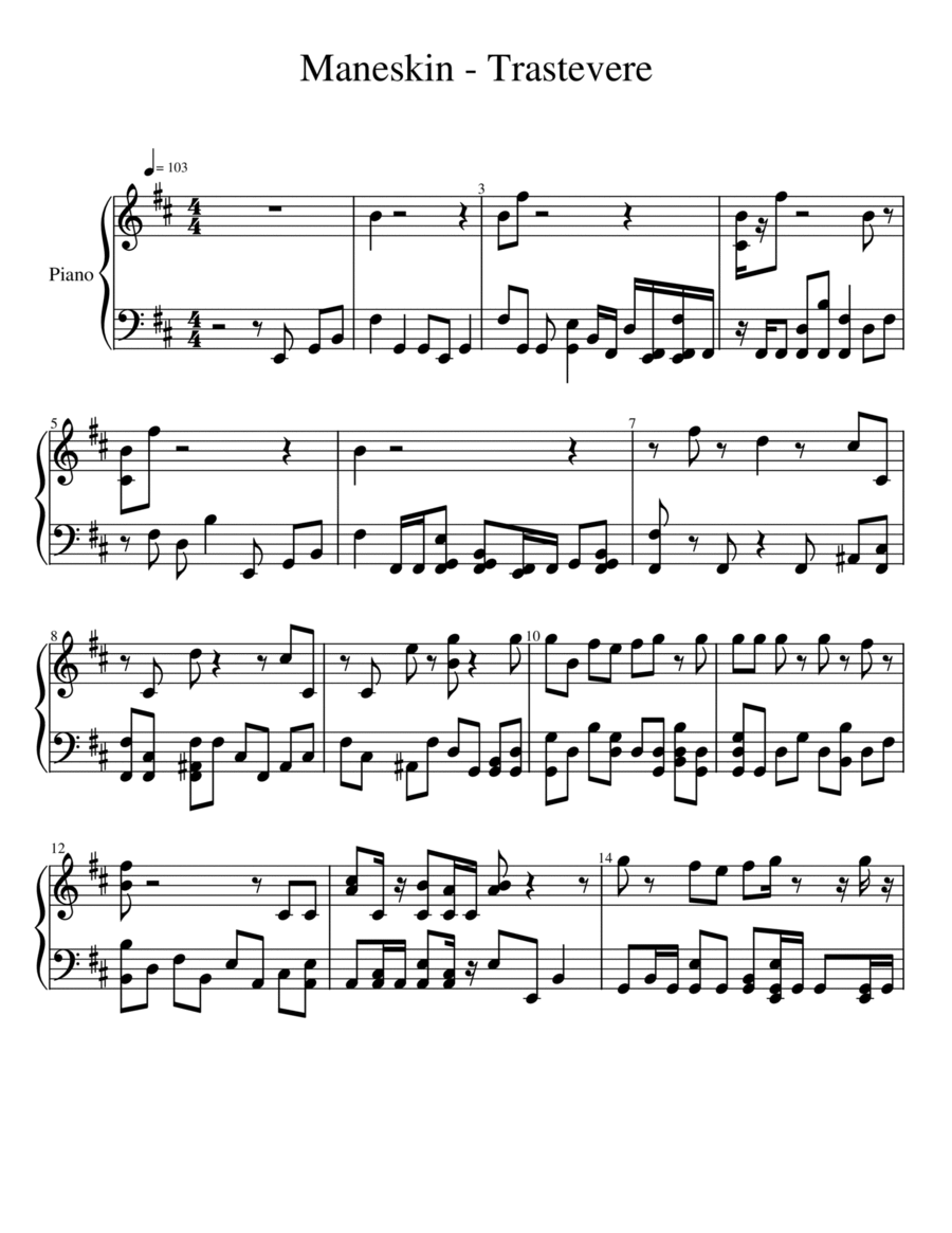 Trastevere Piano, Vocal, Guitar scores gallery preview page 1