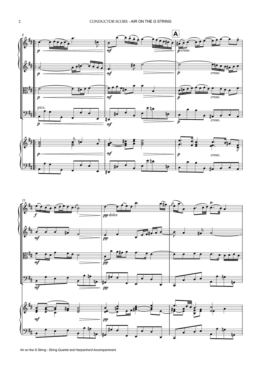 Air on The G String (From Orchestral Suite No. 3 in D, BWV 1068) String Quartet scores gallery preview page 2