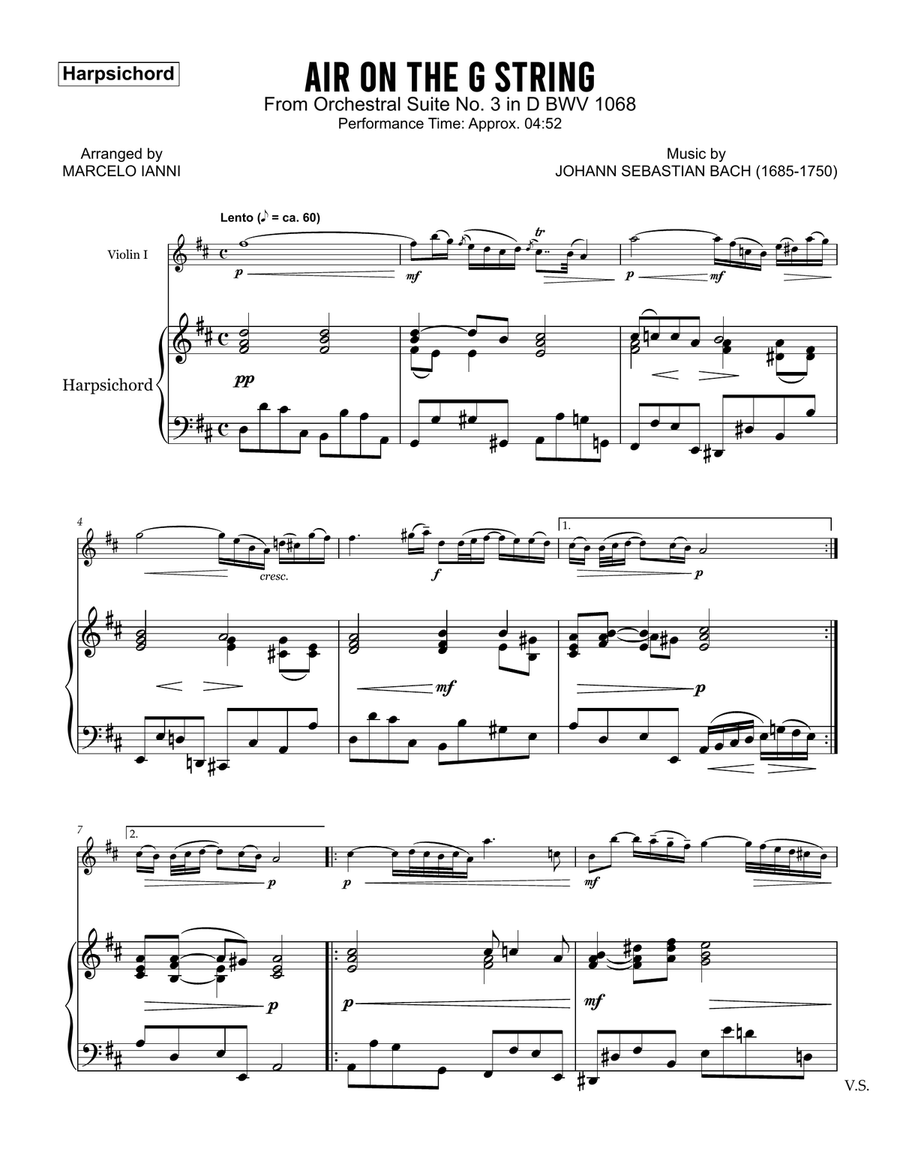 Air on The G String (From Orchestral Suite No. 3 in D, BWV 1068) String Quartet scores gallery preview page 4