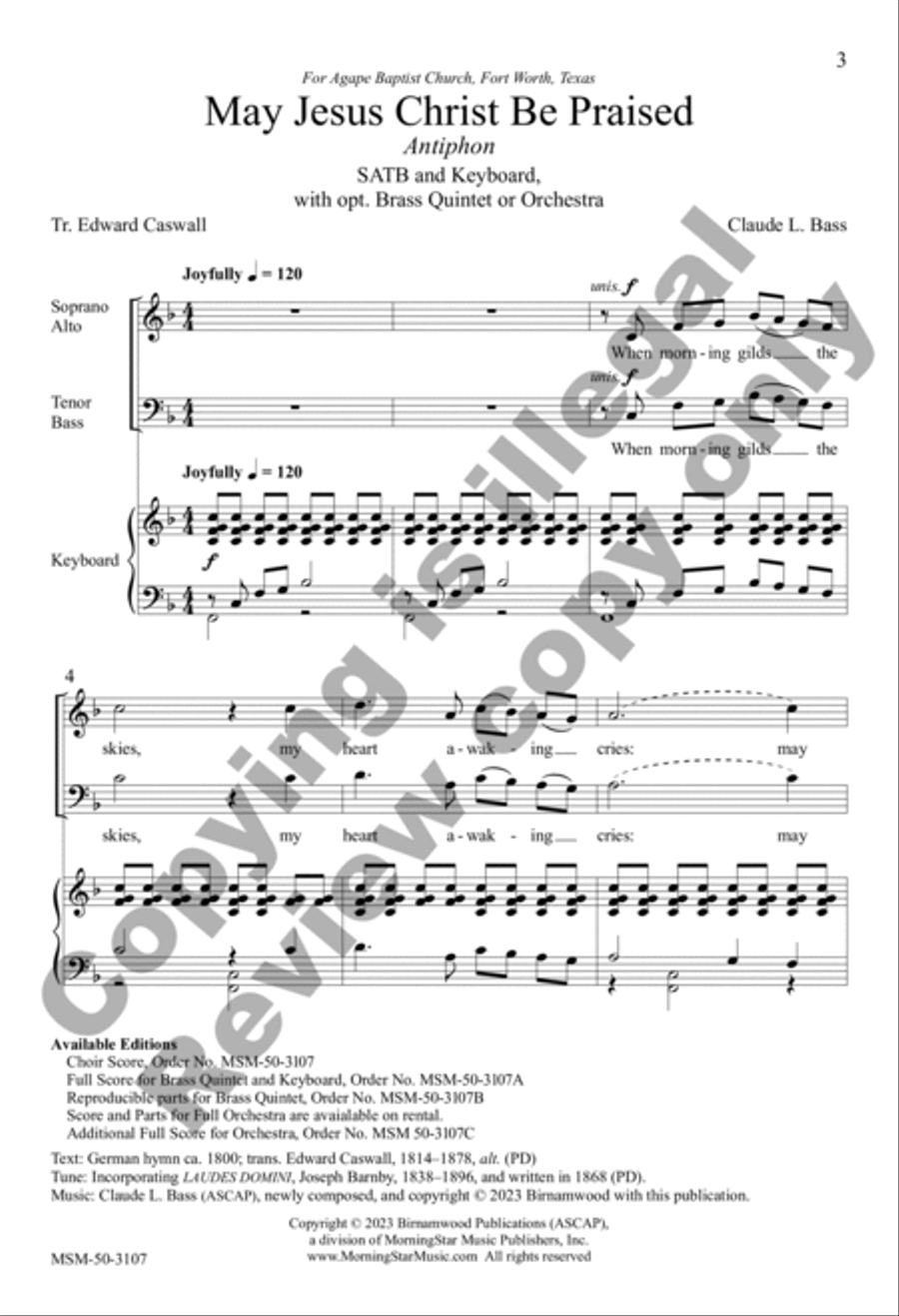 May Jesus Christ Be Praised (Choral Score) 4-Part scores gallery preview page 2