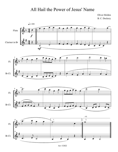 All Hail the Power of Jesus' Name (Flute and Clarinet Duet)