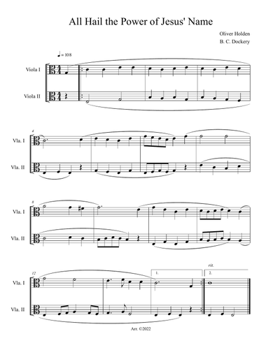All Hail the Power of Jesus' Name (Viola Duet)