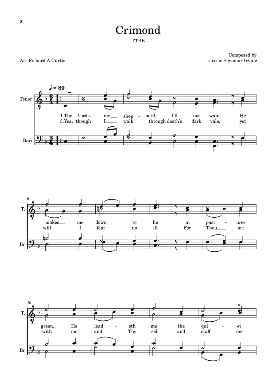Crimond, The TTBB scores gallery preview page 2