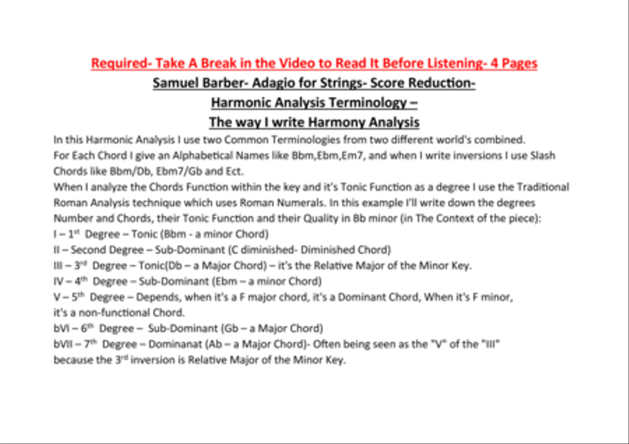 Samuel Barber - Adagio For Strings Resduction and Harmonic Analysis Piano Solo scores gallery preview page 2