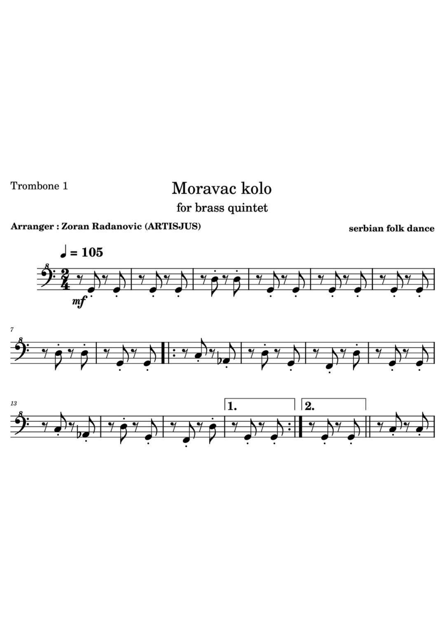 Moravac kolo - C major - for brass quintet Brass Quintet scores gallery preview page 3