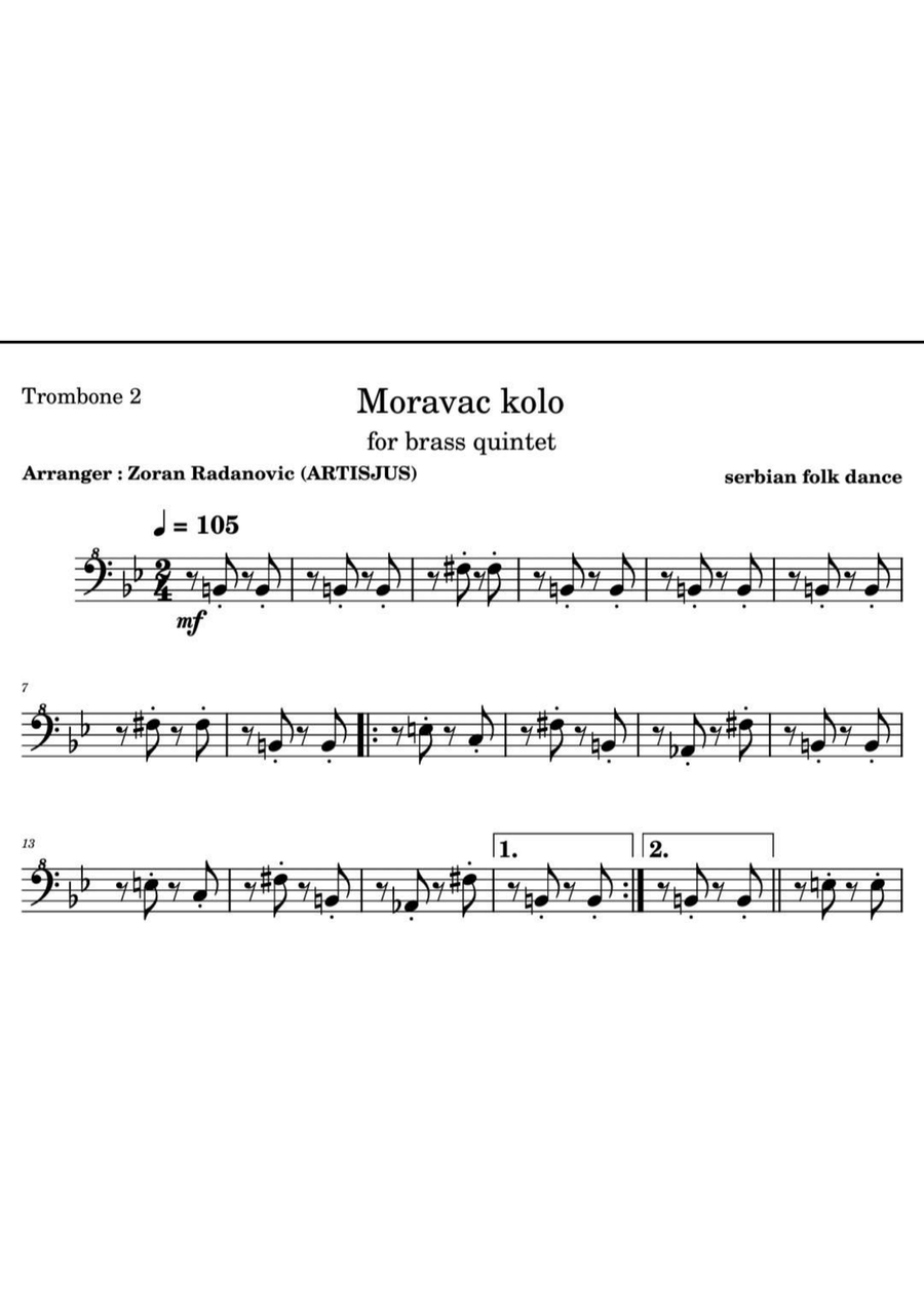 Moravac kolo - C major - for brass quintet Brass Quintet scores gallery preview page 4