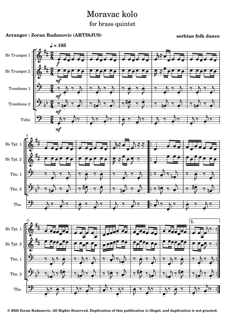 Moravac kolo - C major - for brass quintet Brass Quintet scores gallery preview page 6