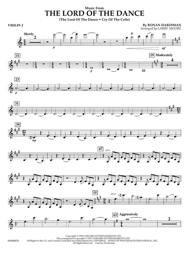 Music from The Lord Of The Dance (arr. Larry Moore) - Violin 2
