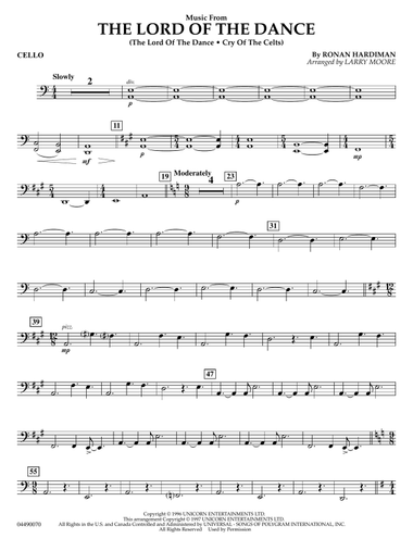 Music from The Lord Of The Dance (arr. Larry Moore) - Cello