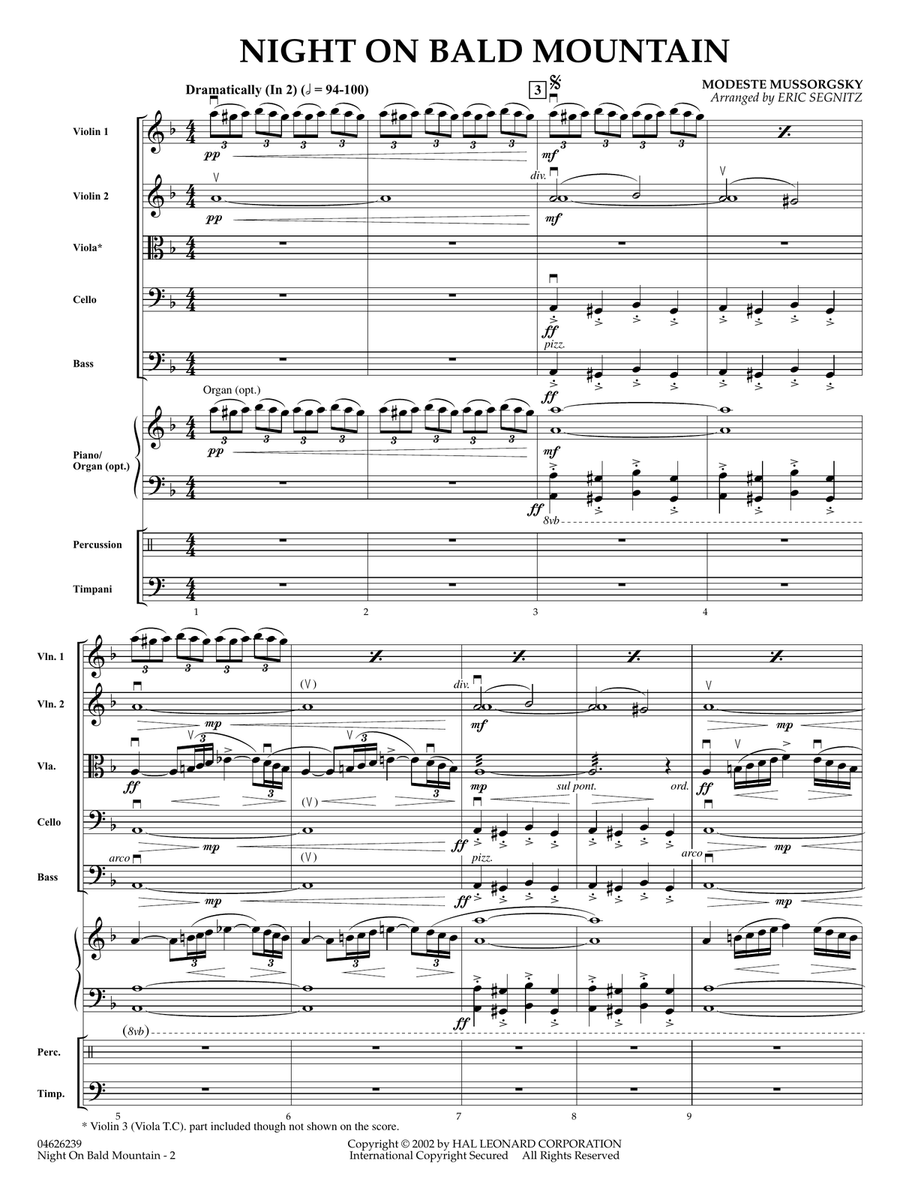 Night On Bald Mountain (arr. Eric Segnitz) - Full Score String Orchestra scores gallery preview page 2