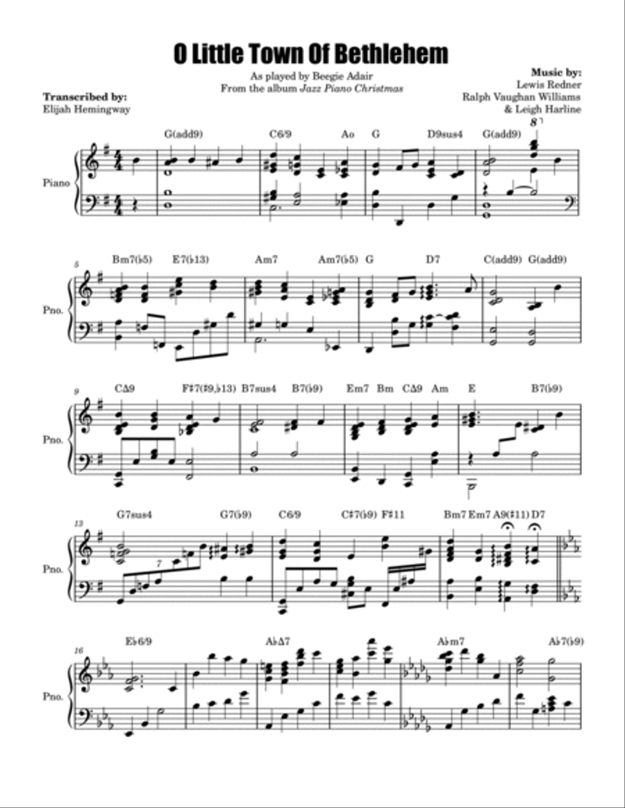O Little Town Of Bethlehem / When You Wish Upon A Star Piano Solo scores gallery preview page 4