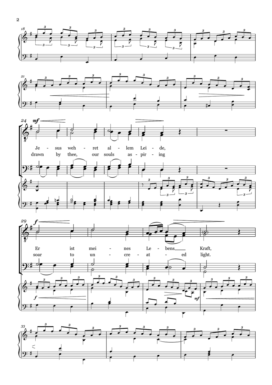 Jesu, Joy of Man's Desiring - For Men's Choir (TTBB) - German and English lyrics - with accomp. TTBB scores gallery preview page 2