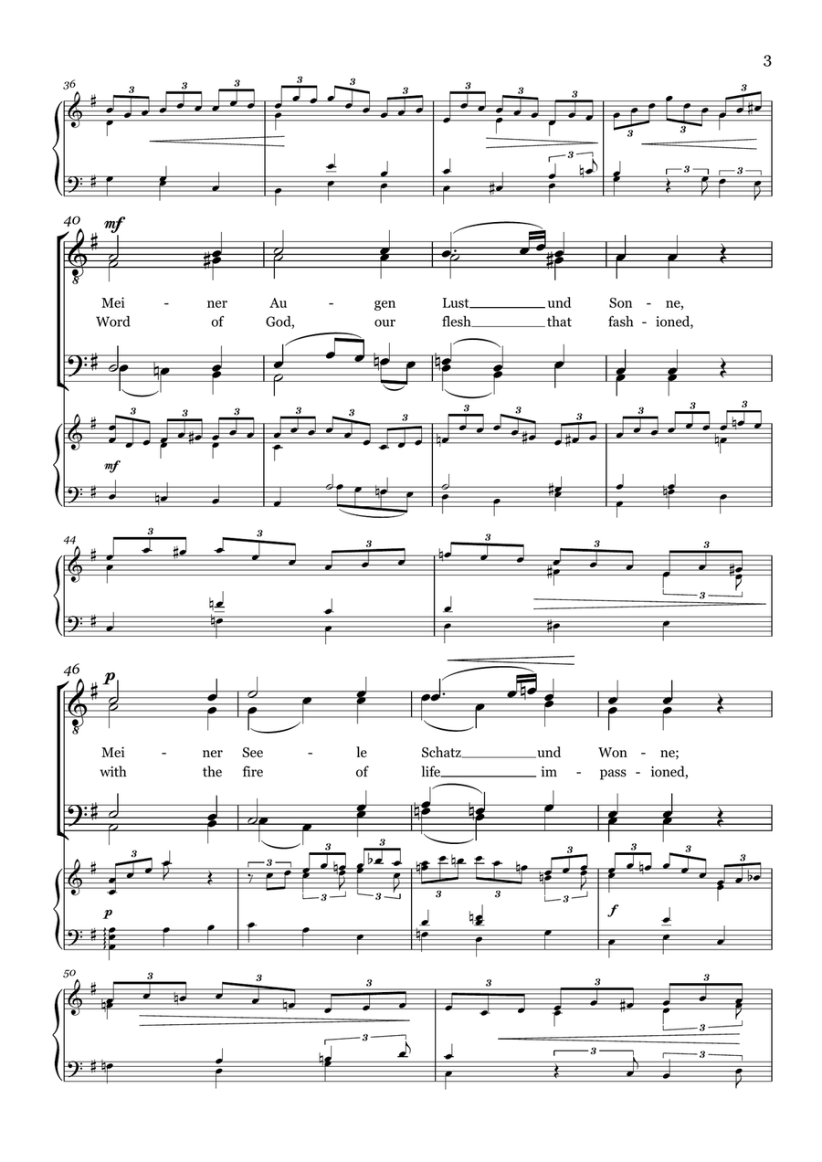 Jesu, Joy of Man's Desiring - For Men's Choir (TTBB) - German and English lyrics - with accomp. TTBB scores gallery preview page 3