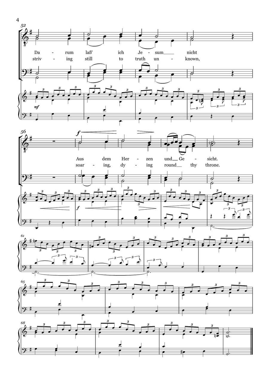 Jesu, Joy of Man's Desiring - For Men's Choir (TTBB) - German and English lyrics - with accomp. TTBB scores gallery preview page 4