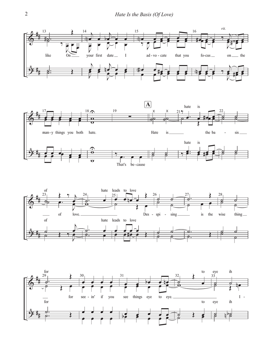 Hate Is The Basis (of Love) SSAA scores gallery preview page 2
