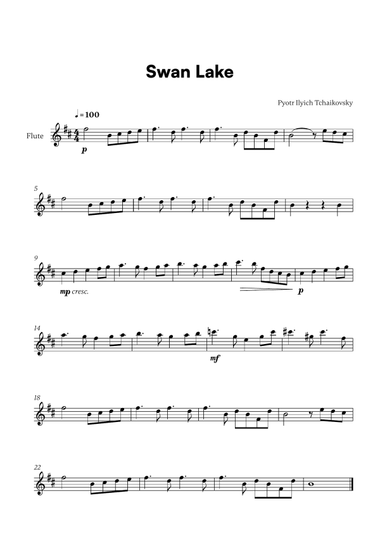 Tchaikovsky - Swan Lake Theme (for Flute Solo)