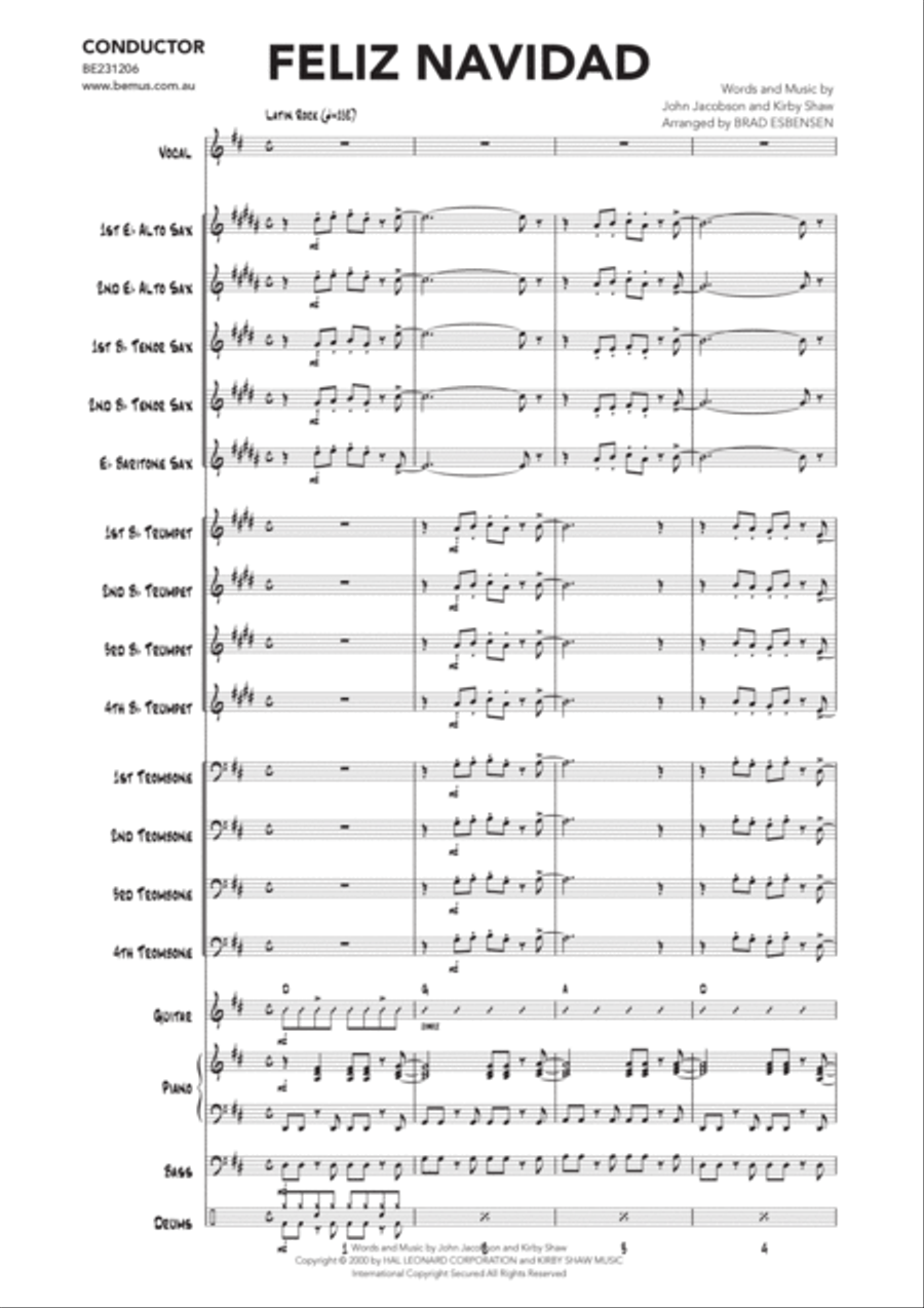 Feliz Navidad Jazz Ensemble scores gallery preview page 3