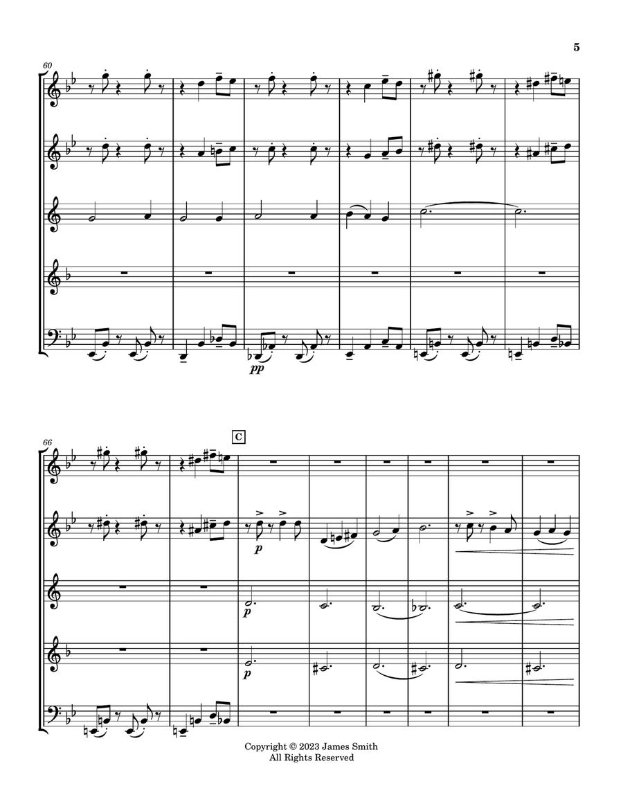 It Came Upon A Midnight Clear for Wind Quintet Woodwind Quintet scores gallery preview page 5