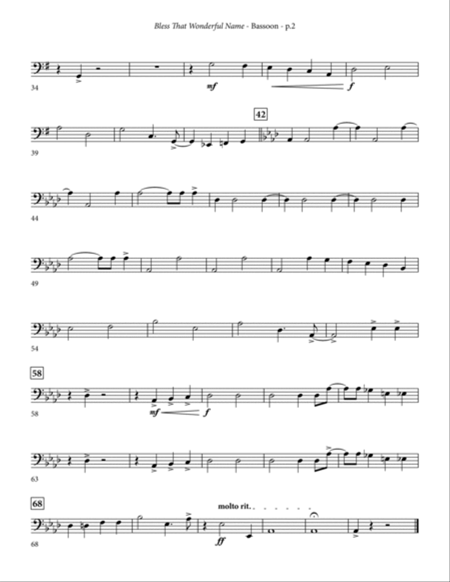 Bless That Wonderful Name (arr. Michael Ware) - Bassoon Choir scores gallery preview page 2