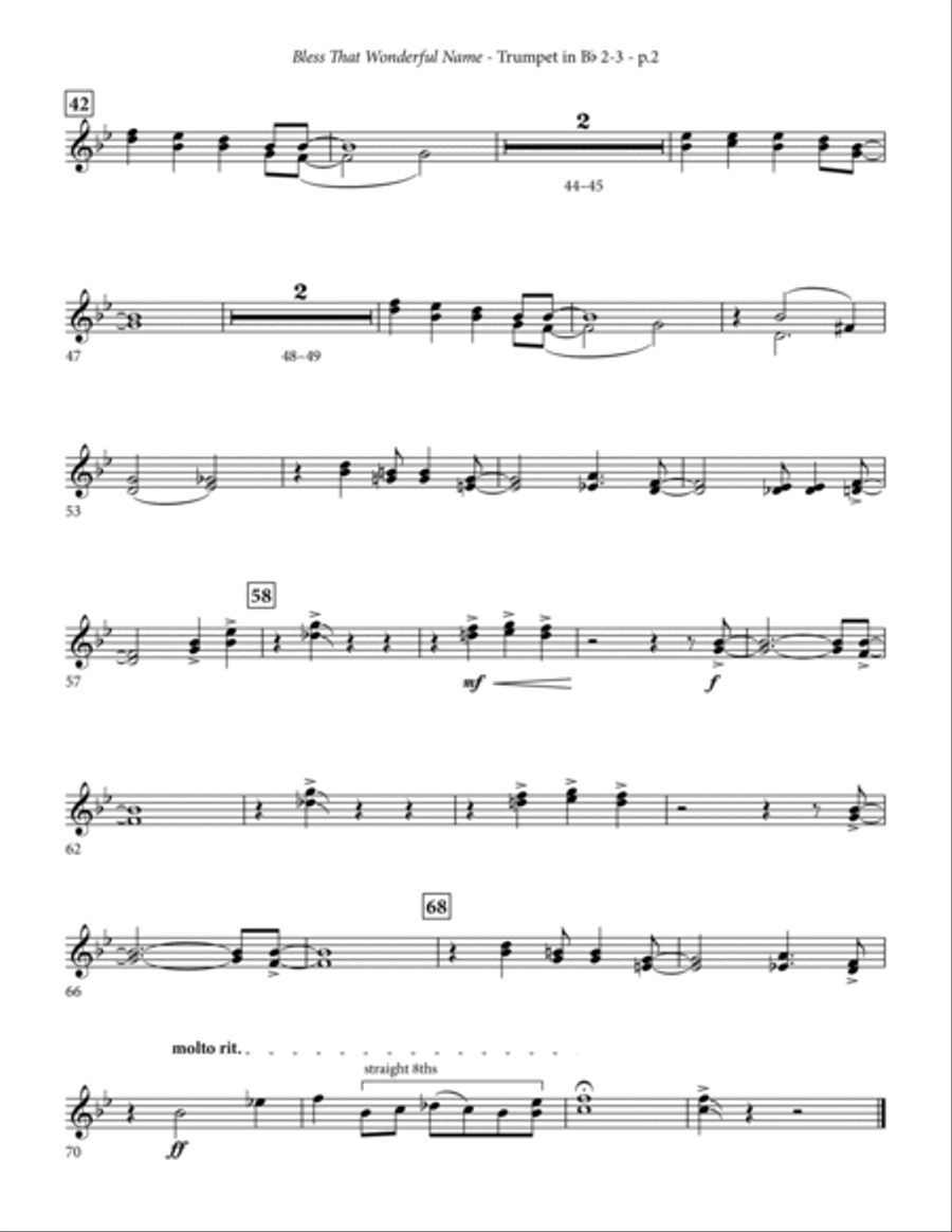 Bless That Wonderful Name (arr. Michael Ware) - Bb Trumpet 2,3 Choir scores gallery preview page 2